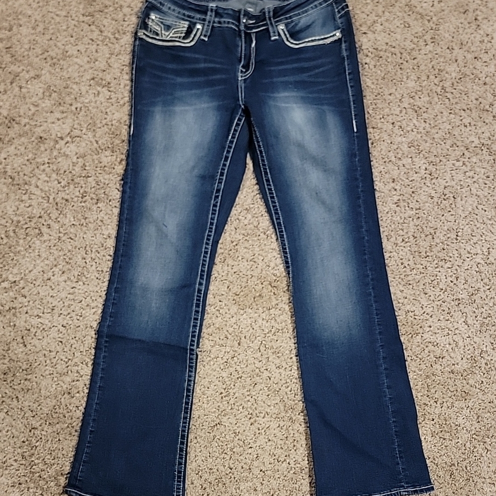 Blue Boot Cut Jeans with Classic Denim Style W6/L32